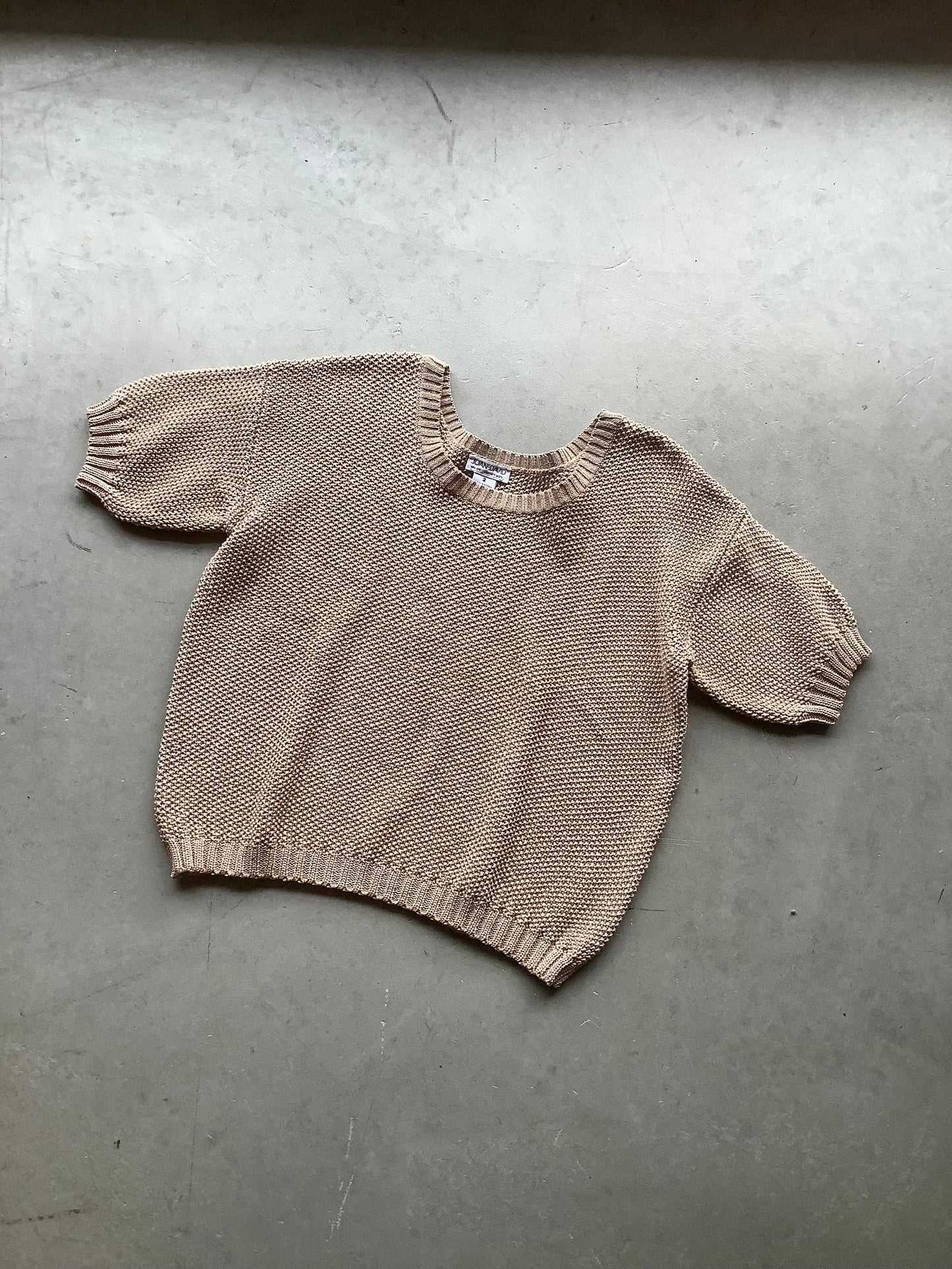 Moss stitch beige cotton sweater