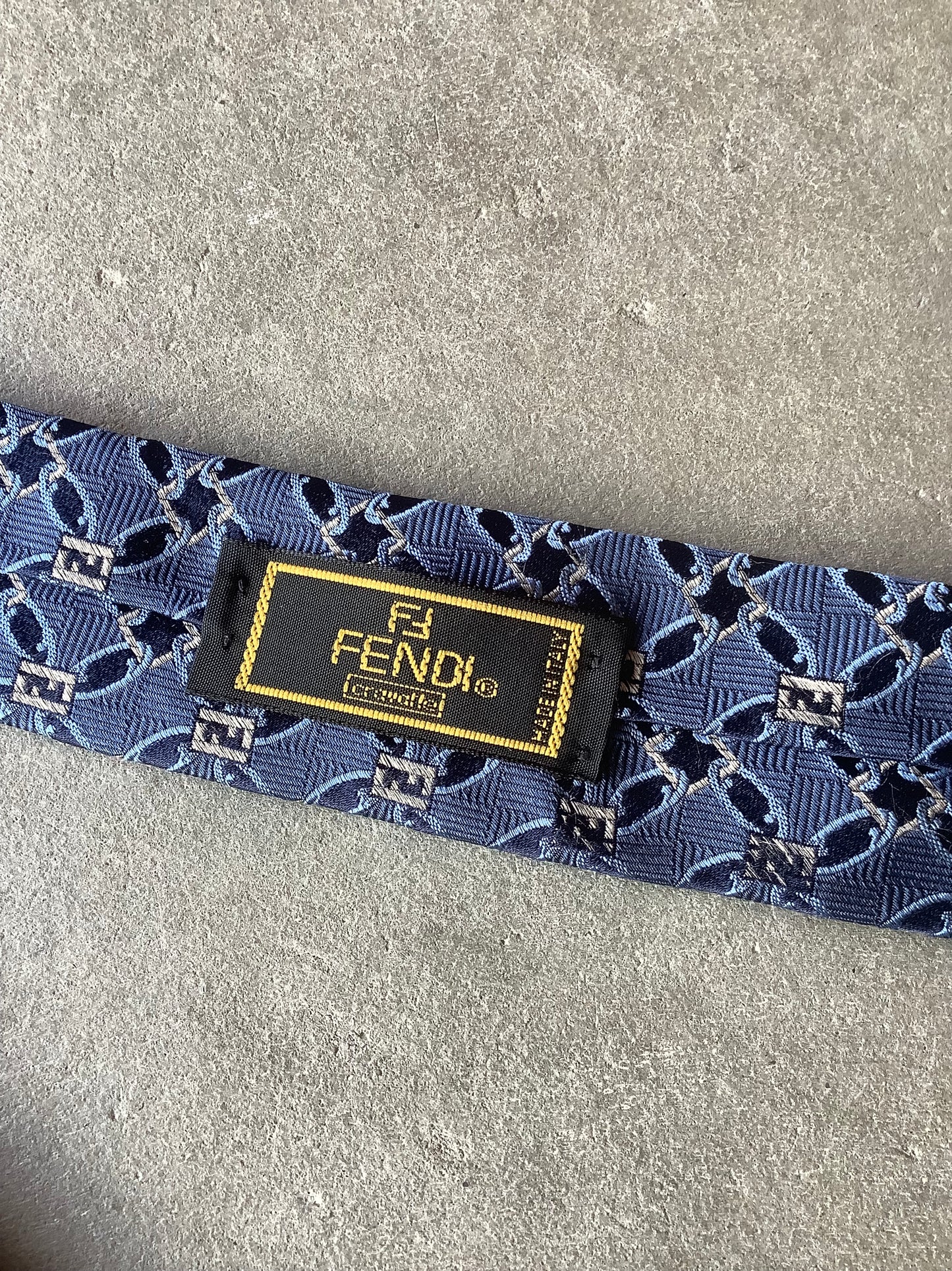 Blue silk Fendi tie