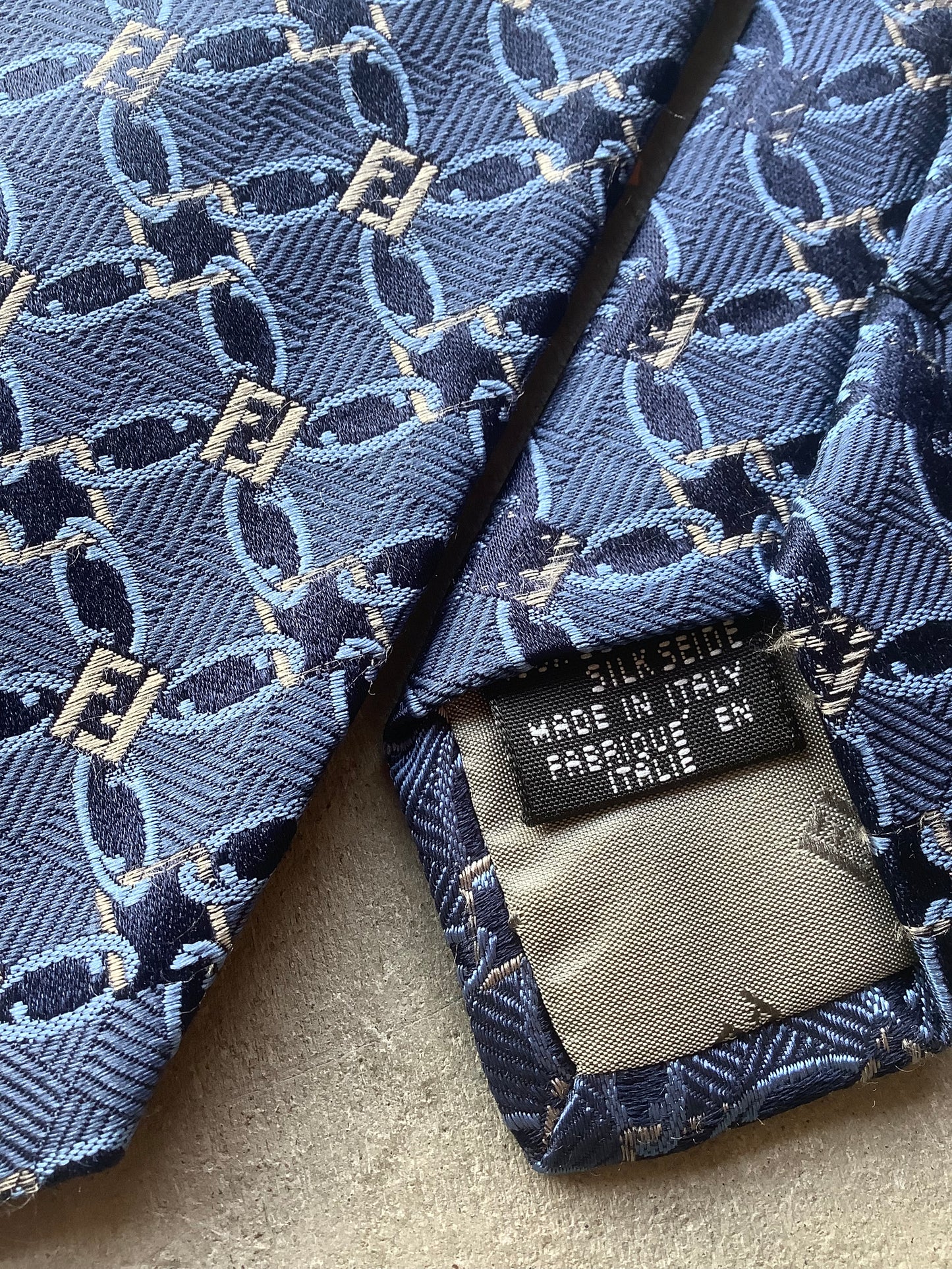 Blue silk Fendi tie