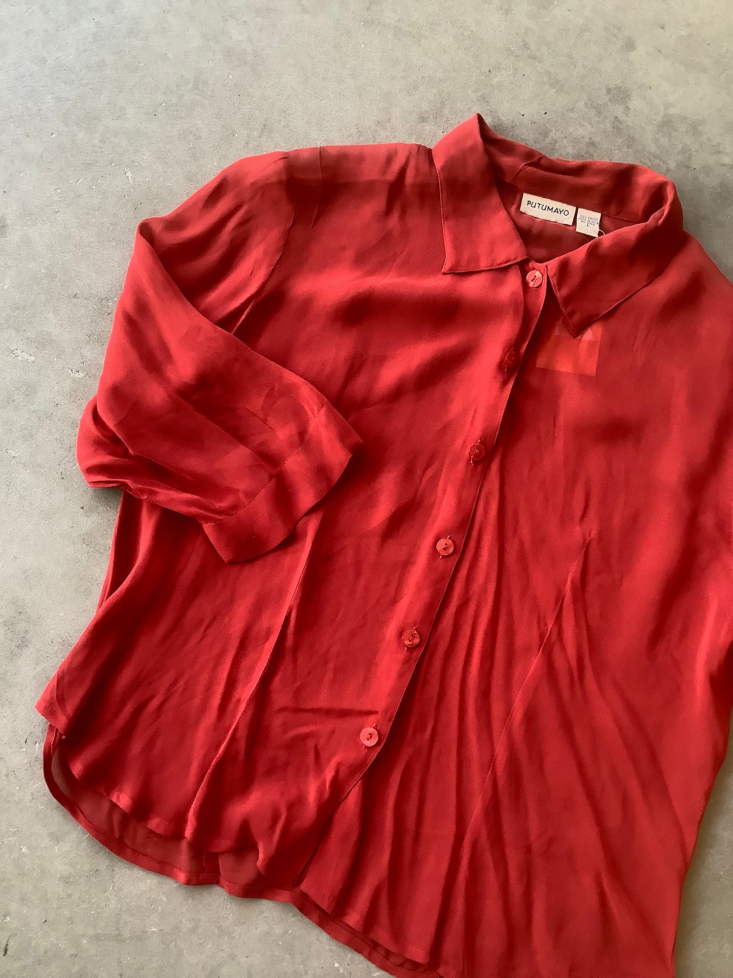 Sheer brick red blouse
