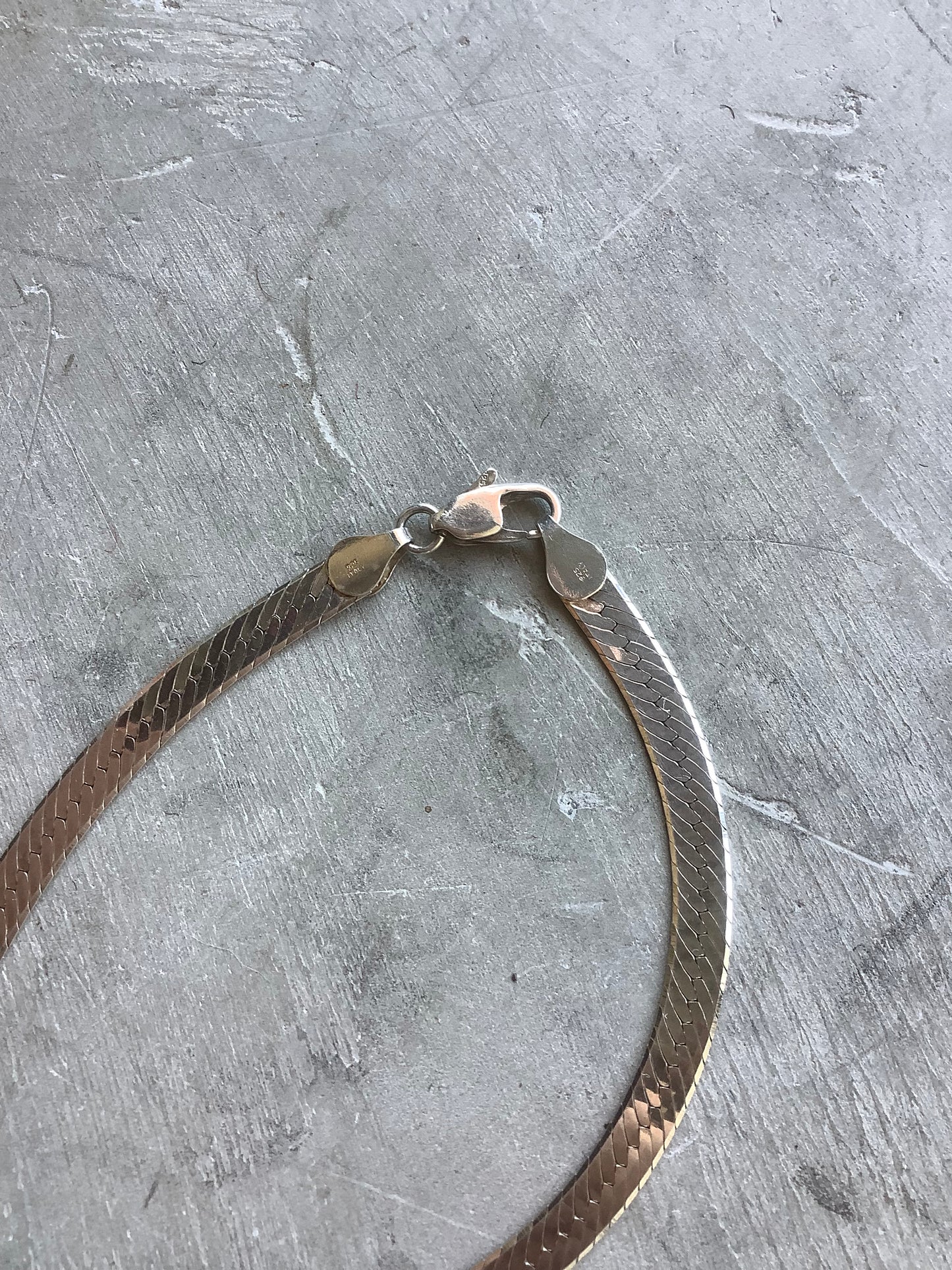Sterling silver herringbone chain necklace