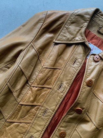 1960s Chevron Paneled Leather Jacket (S/M)