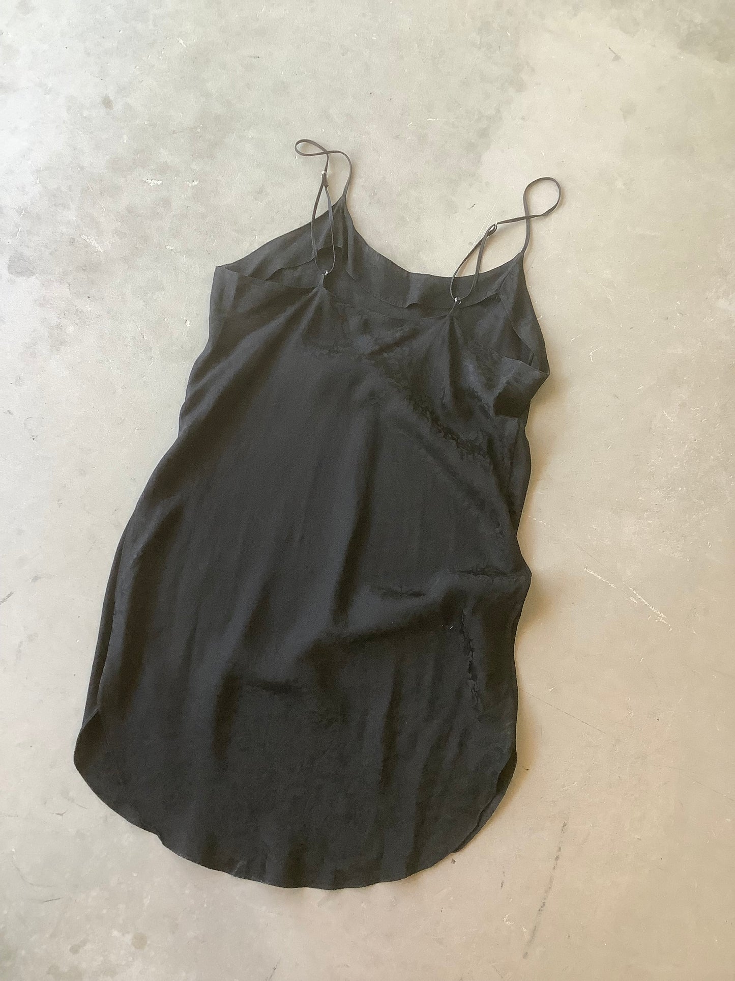 Black silk slip dress