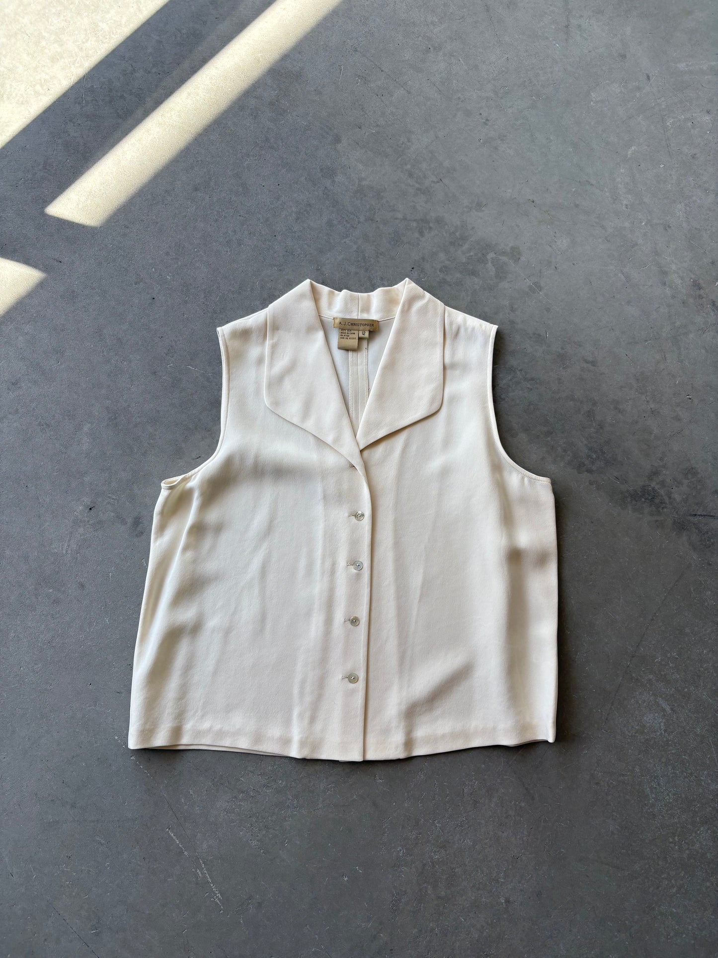 Cream brushed silk blouse