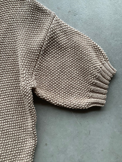 Moss stitch beige cotton sweater