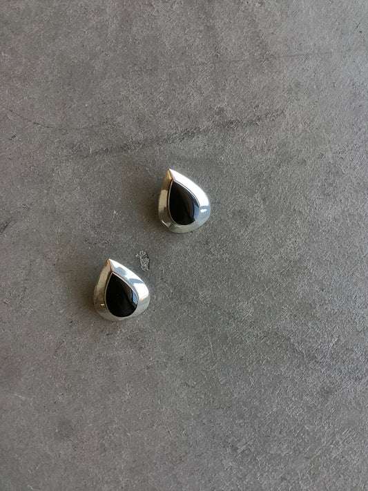 Sterling silver and onyx teardrop earrings