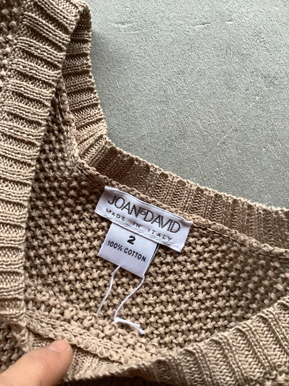 Moss stitch beige cotton sweater