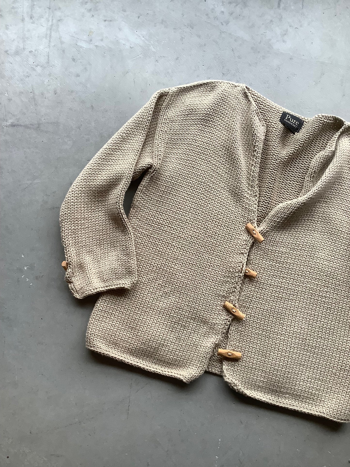 Tan cardigan with wooden toggles