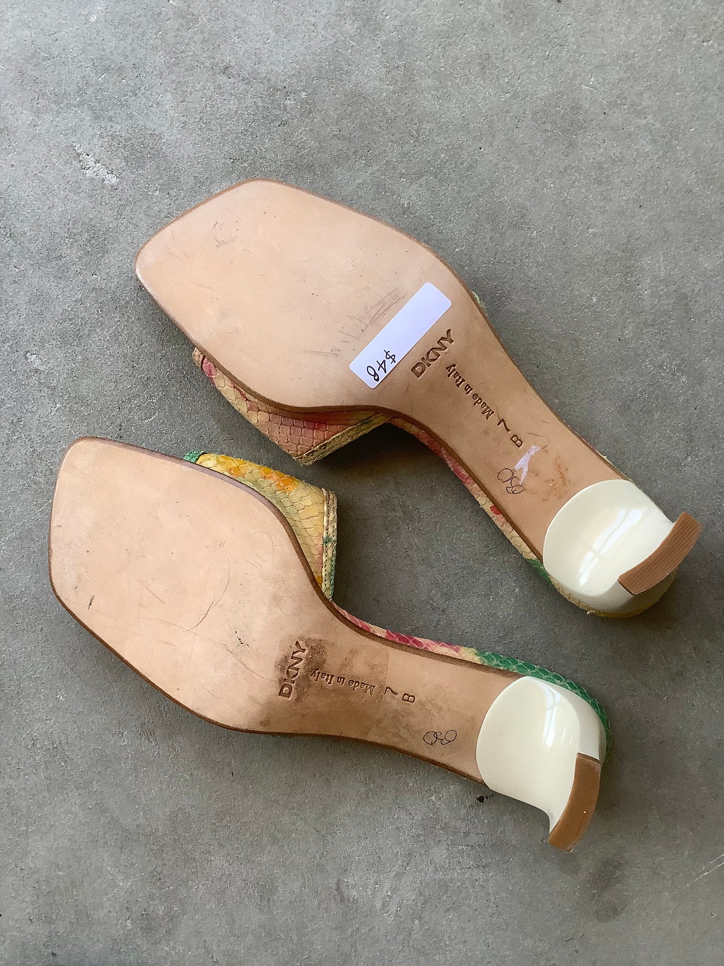 Pastel snakeskin slide heels US 6.5