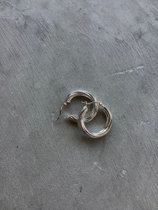 Sterling silver textured hoops