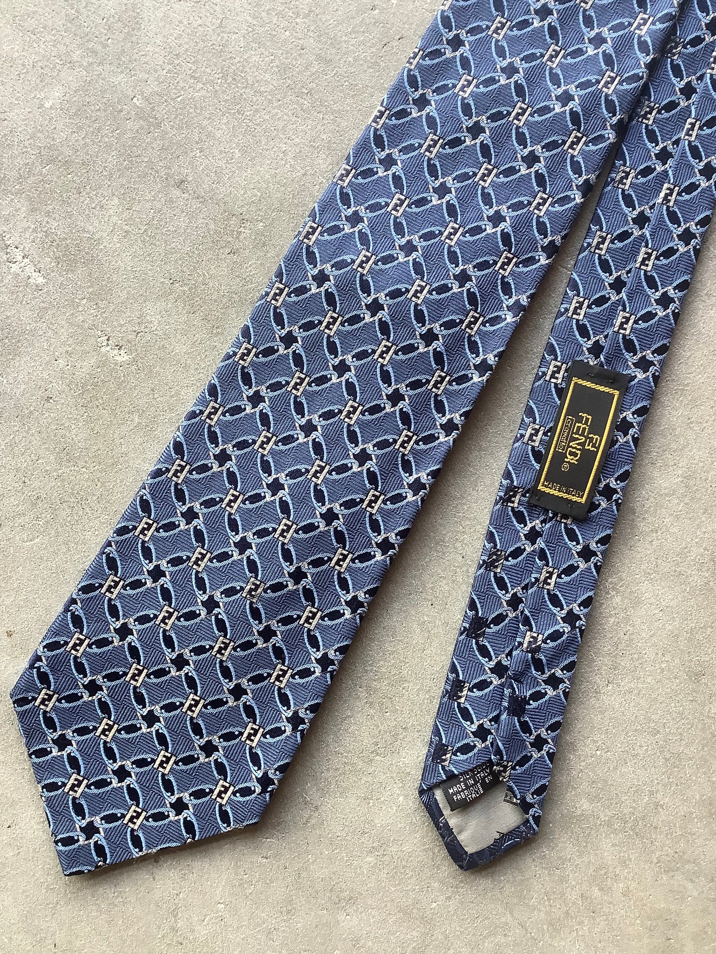 Blue silk Fendi tie
