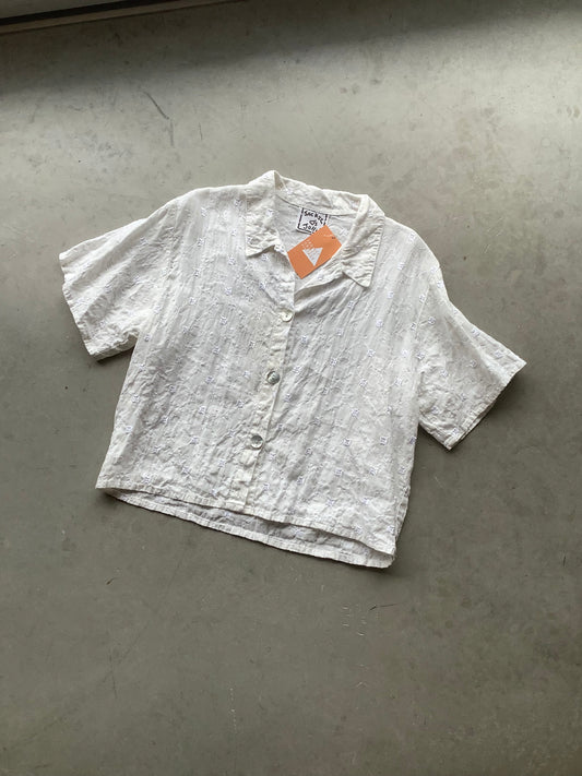 Embroidered Boxy linen shirt