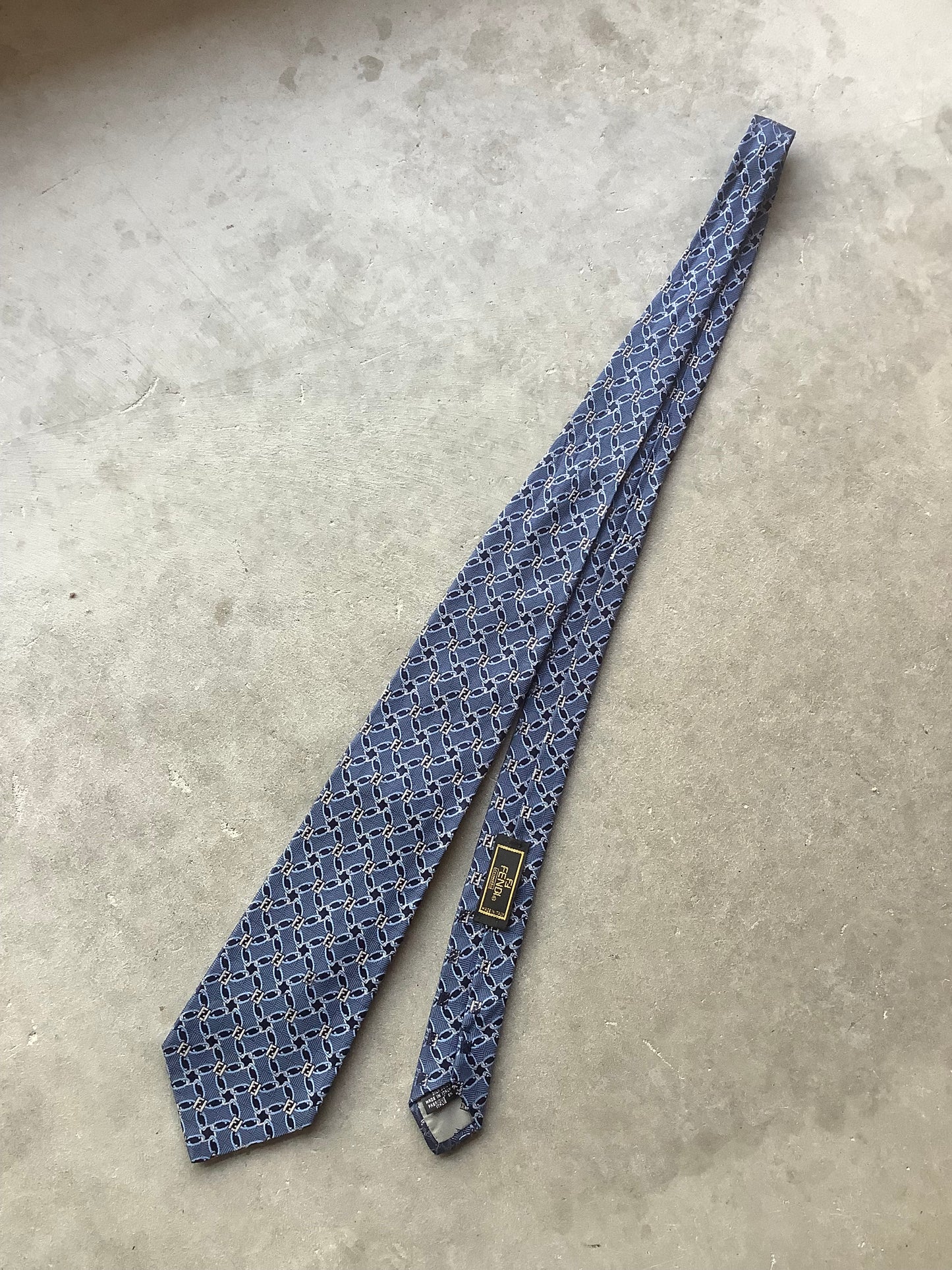 Blue silk Fendi tie