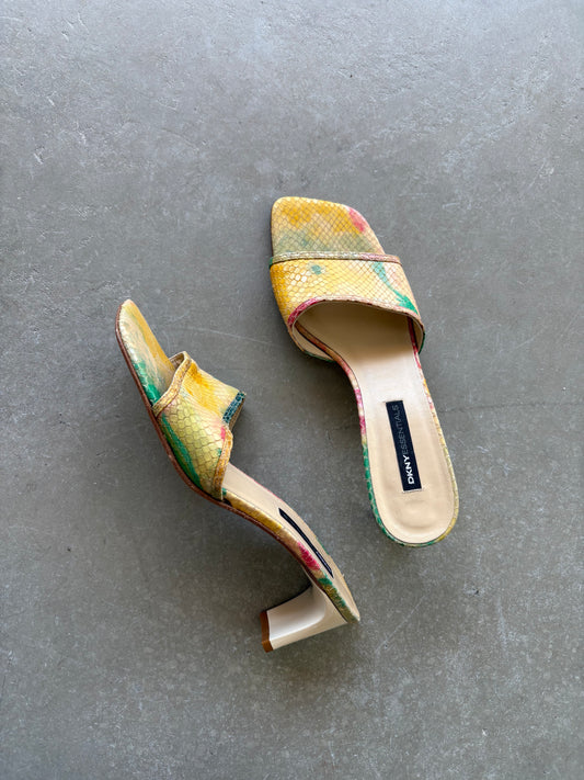 Pastel snakeskin slide heels US 6.5