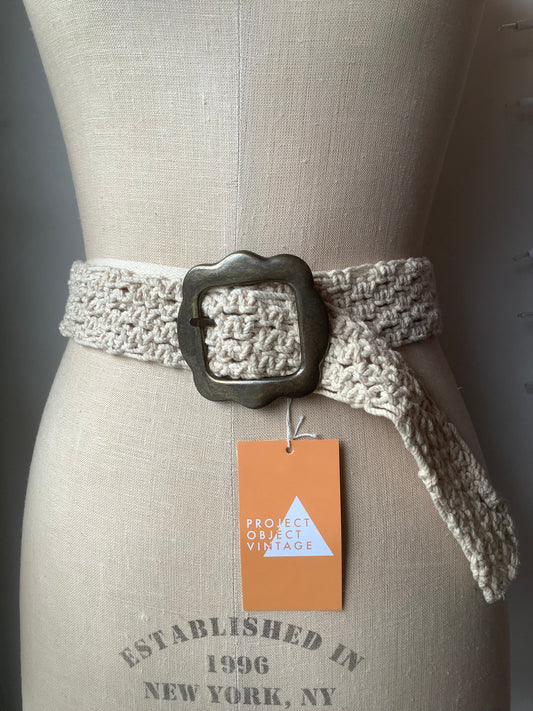 Cream crochet and brass belt