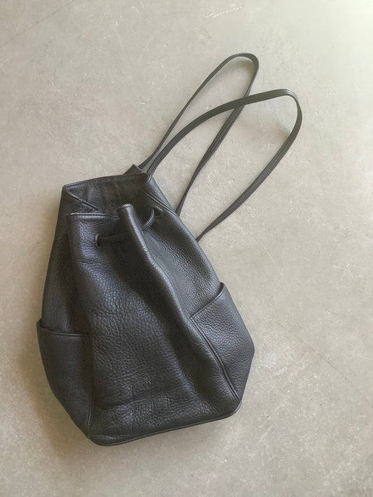 Black pebbled leather backpack