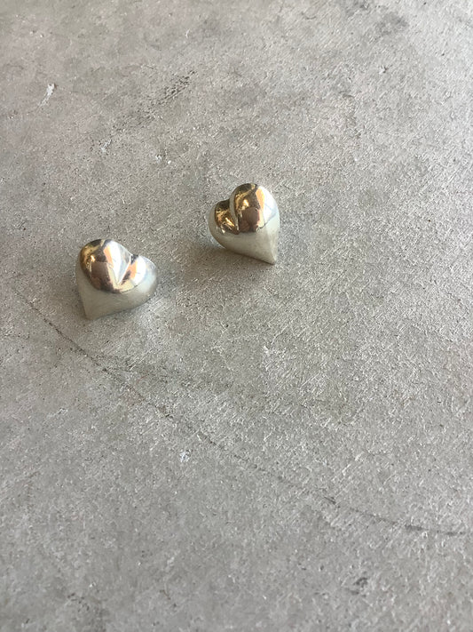 Sterling silver puffy heart earrings