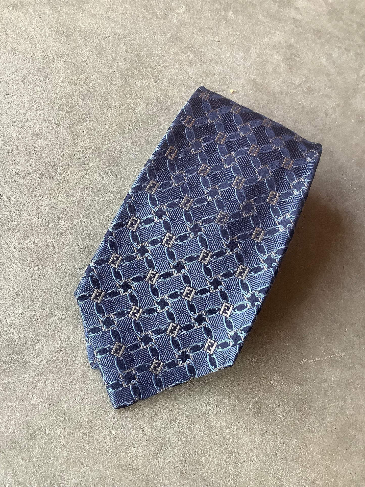 Blue silk Fendi tie