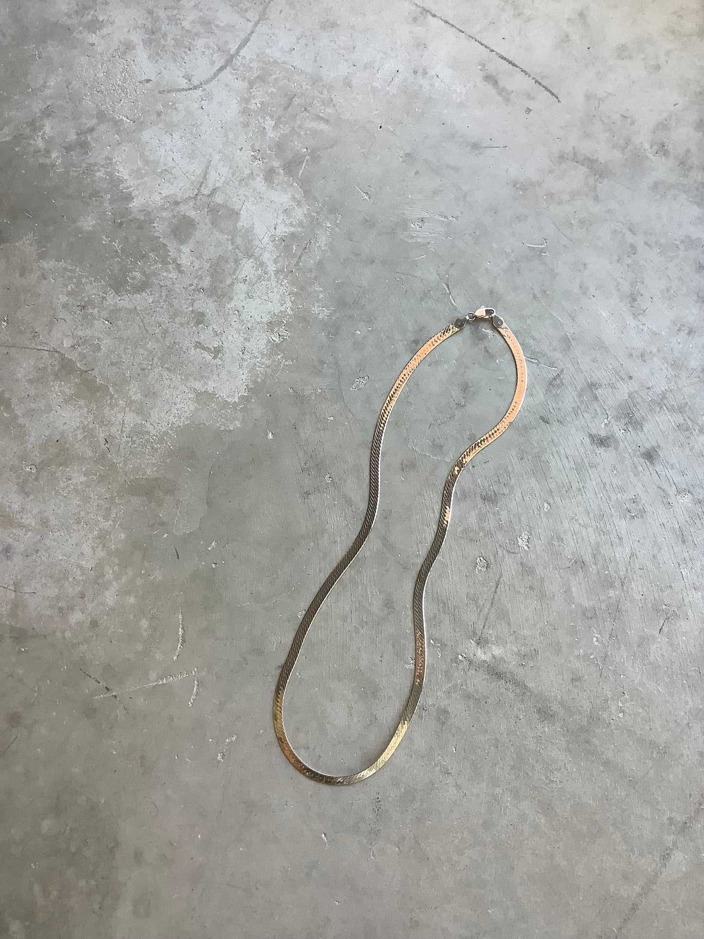 Sterling silver herringbone chain necklace