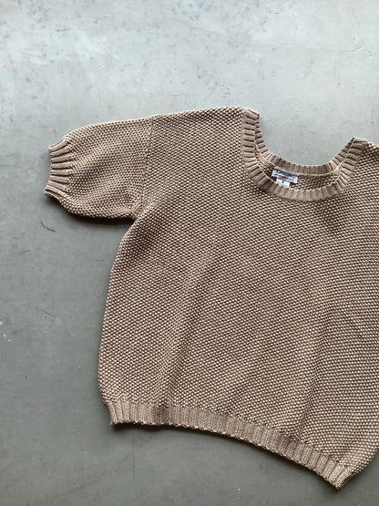 Moss stitch beige cotton sweater