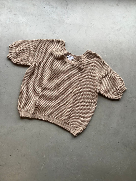 Moss stitch beige cotton sweater
