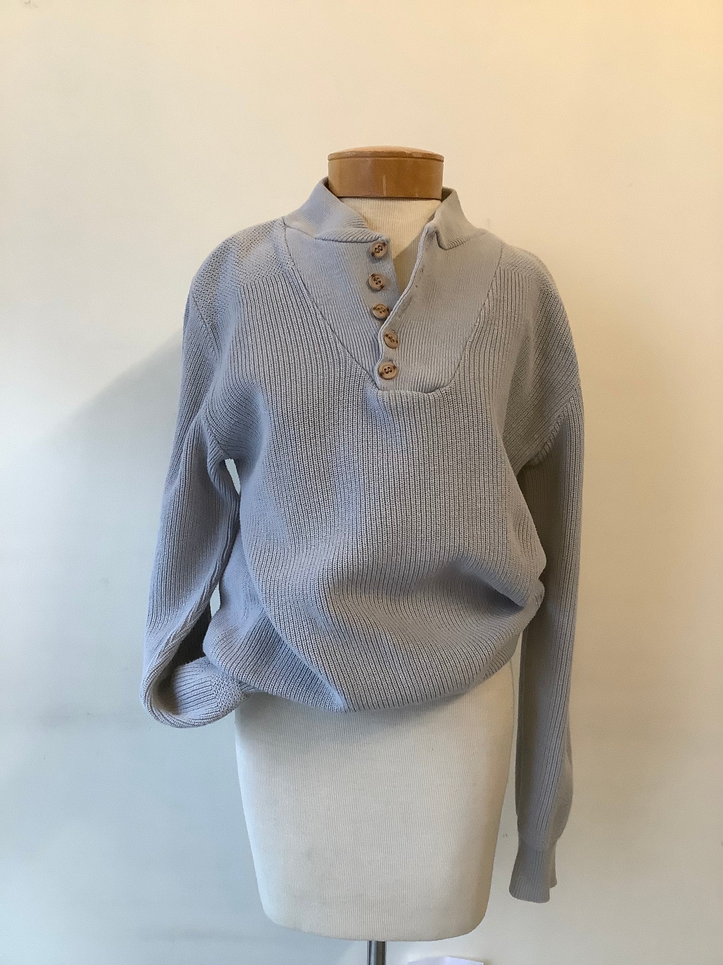 Grey henley cotton sweater