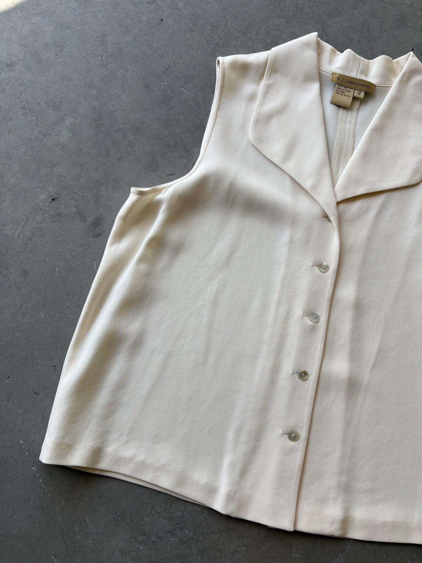 Cream brushed silk blouse