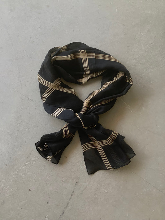 Black and Tan silk long scarf