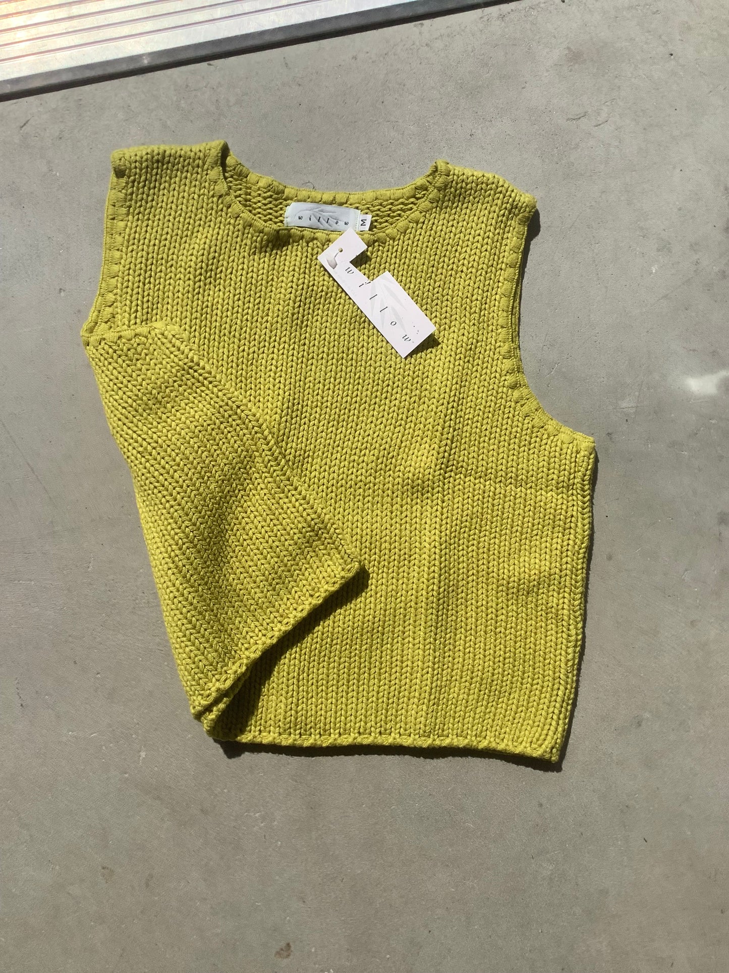 Chartreuse cotton knit tank