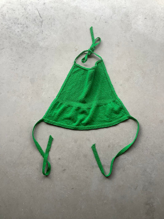 Green knit 1970s halter top