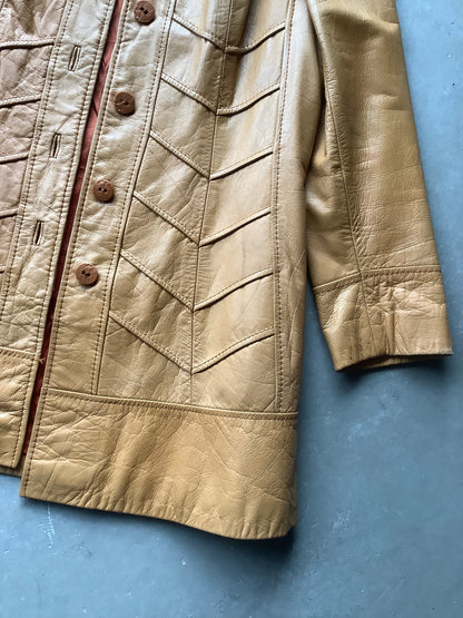 1960s Chevron Paneled Leather Jacket (S/M)