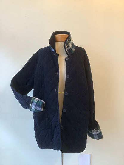 Reversible chore coat / flannel plaid and navy corduroy