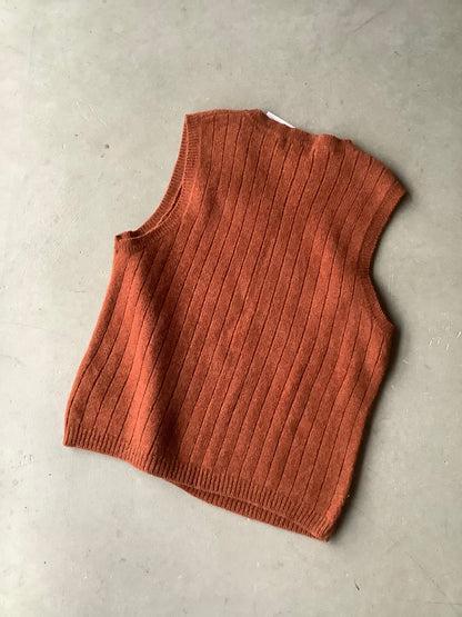 Orange wool sweater vest (S)