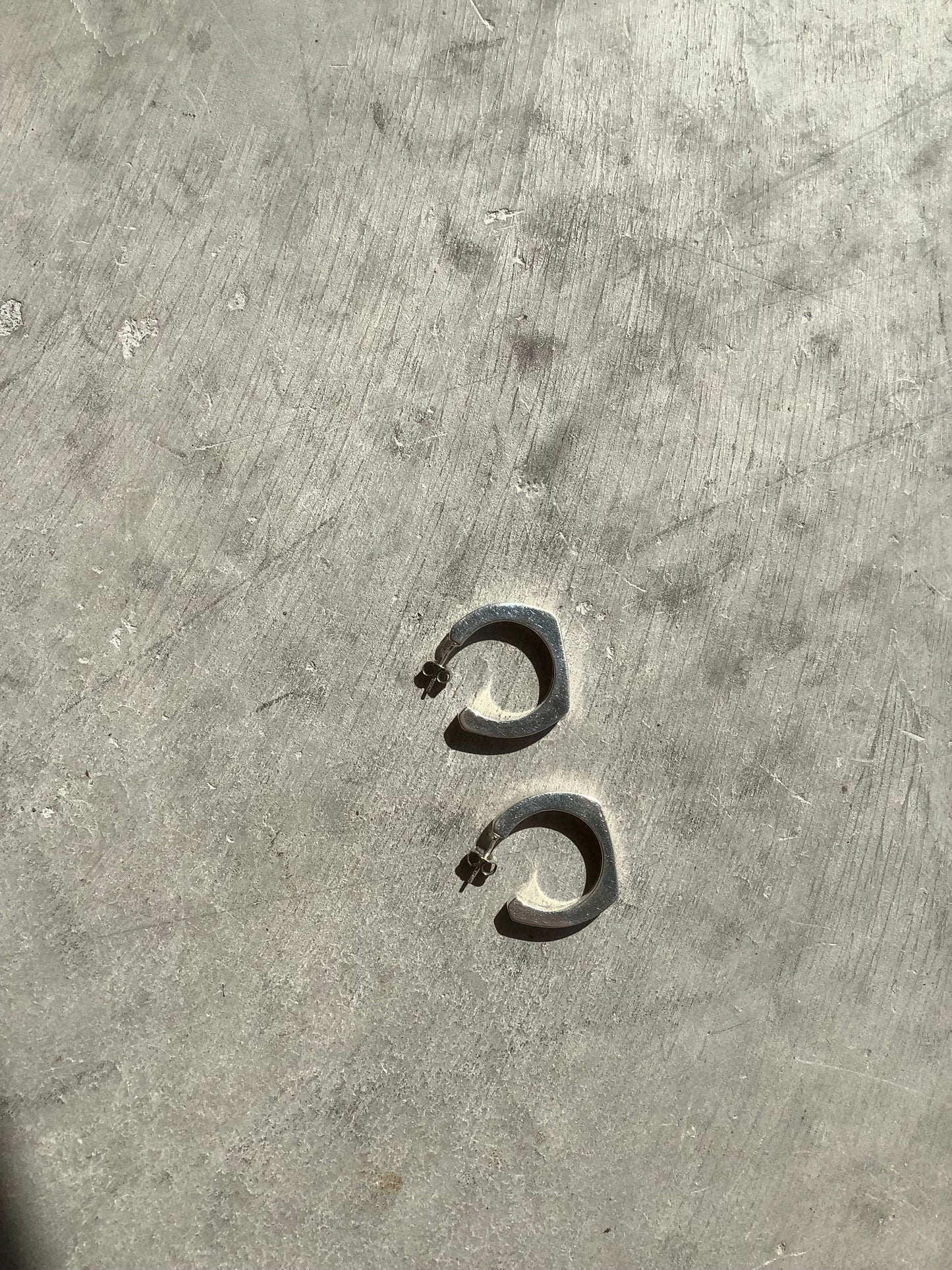 Sterling silver flat bottomed hoops