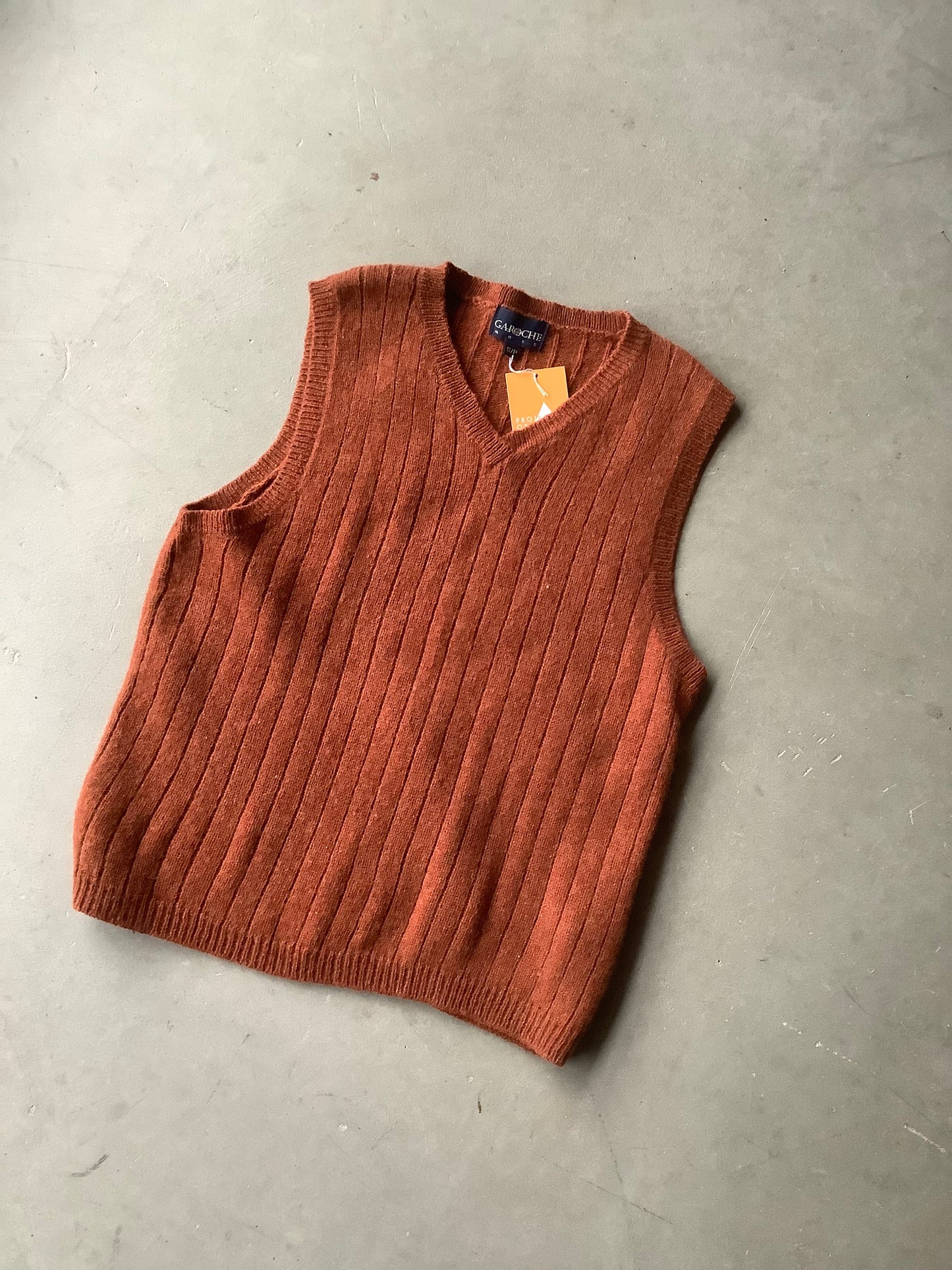 Orange wool sweater vest (S)