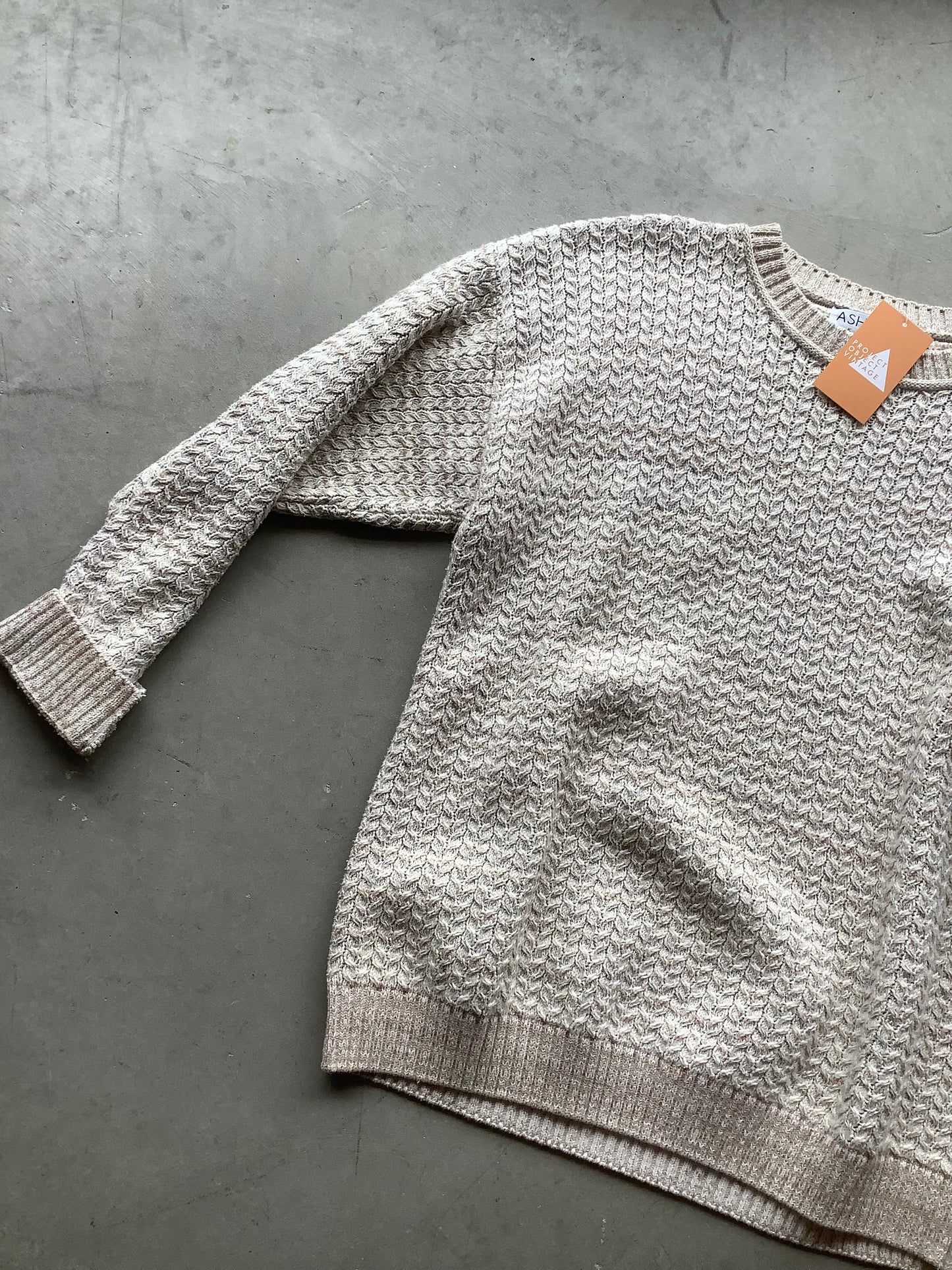 Cotton cableknit verigated pullover sweater