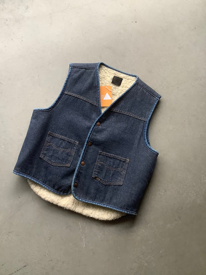 'Roebucks' Denim Shearling Vest (L)