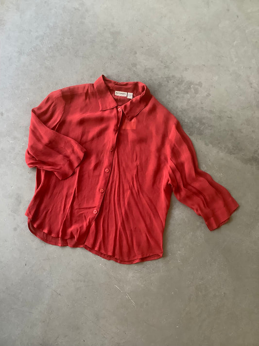 Sheer brick red blouse