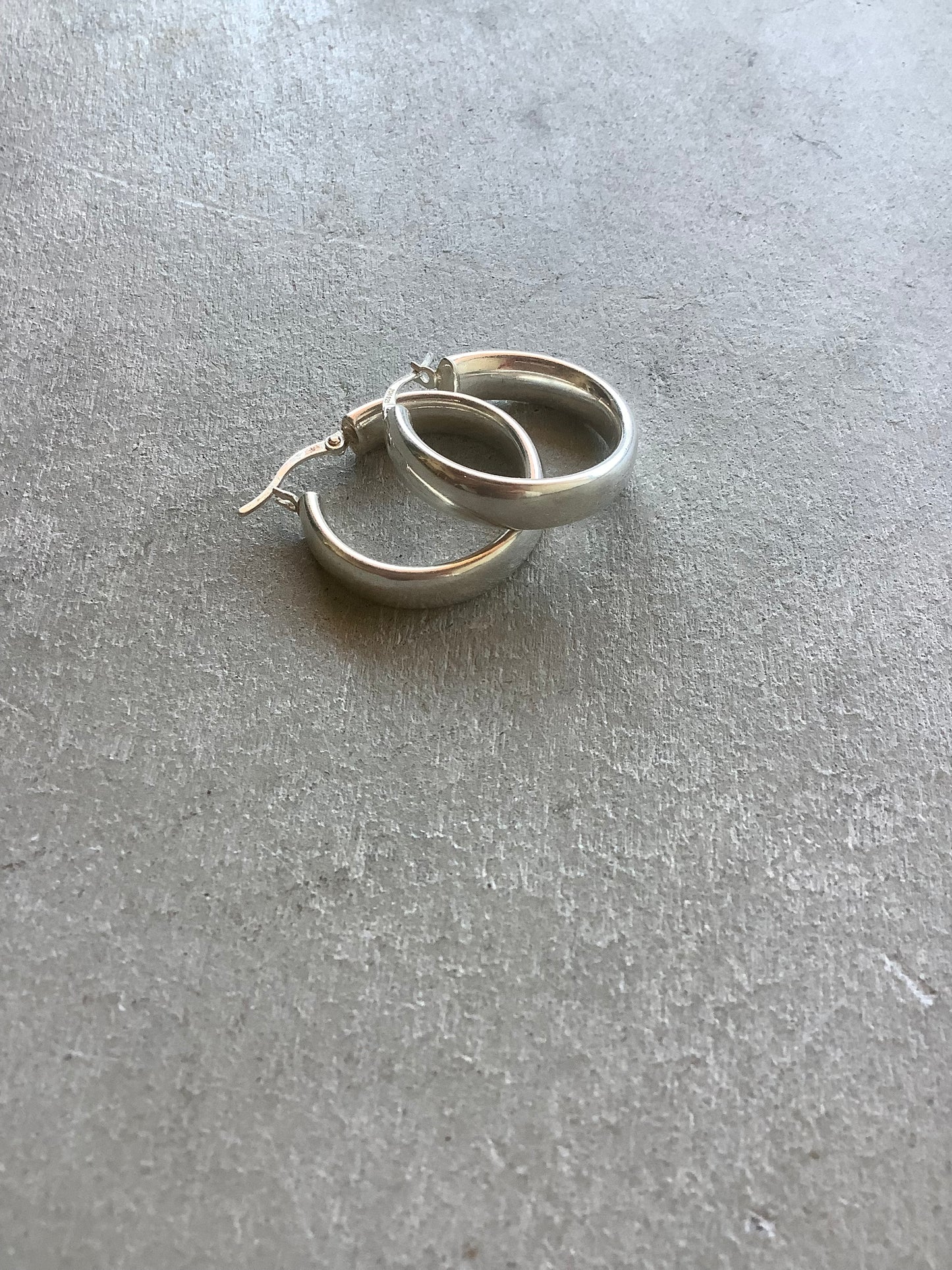 Smooth sterling silver hoops