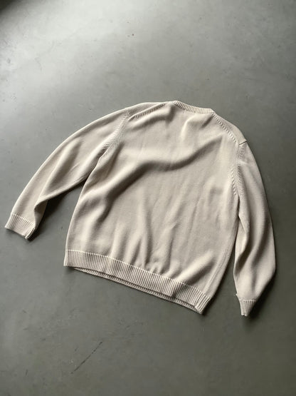 Ecru cotton V-neck sweater (XL)