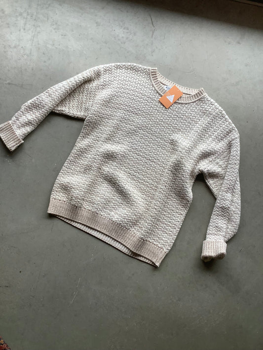 Cotton cableknit verigated pullover sweater