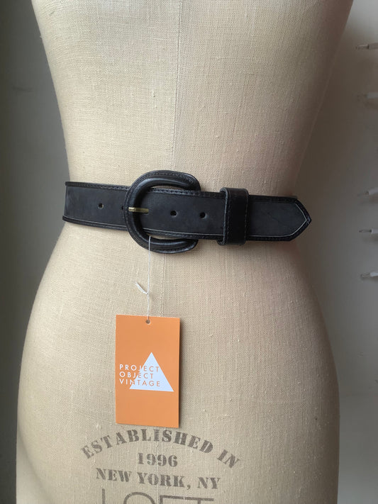 All black leather belt