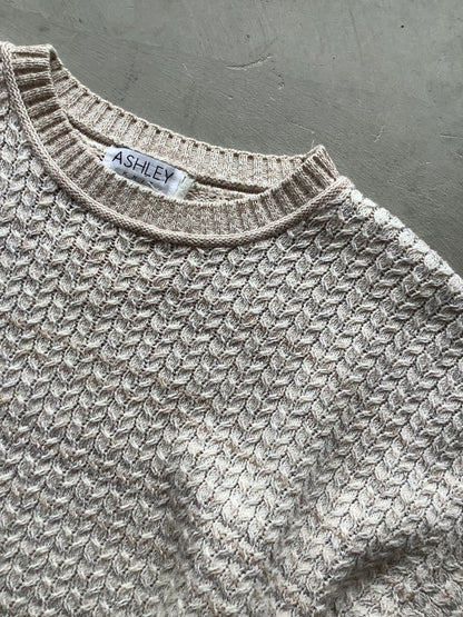 Cotton cableknit verigated pullover sweater