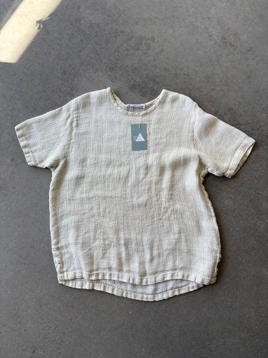 Cream loose weave linen tee