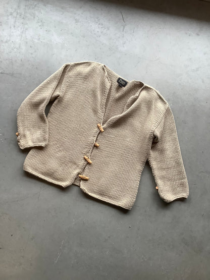 Tan cardigan with wooden toggles