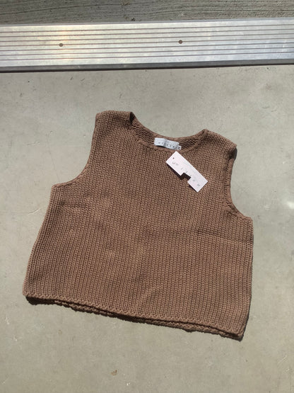 Taupe cotton knit tank