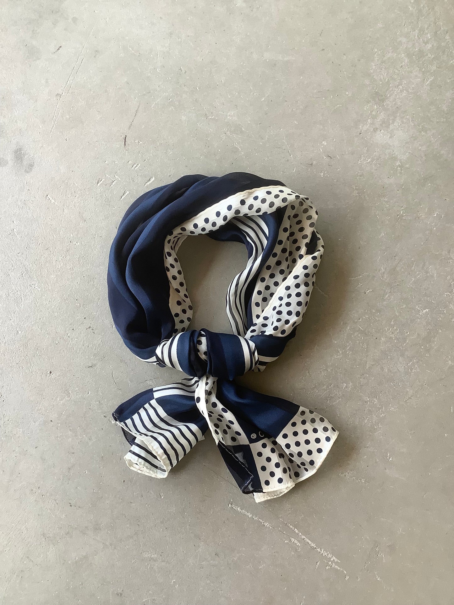 Navy silk long scarf