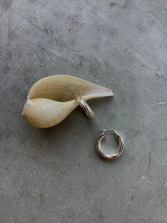 Sterling silver textured hoops