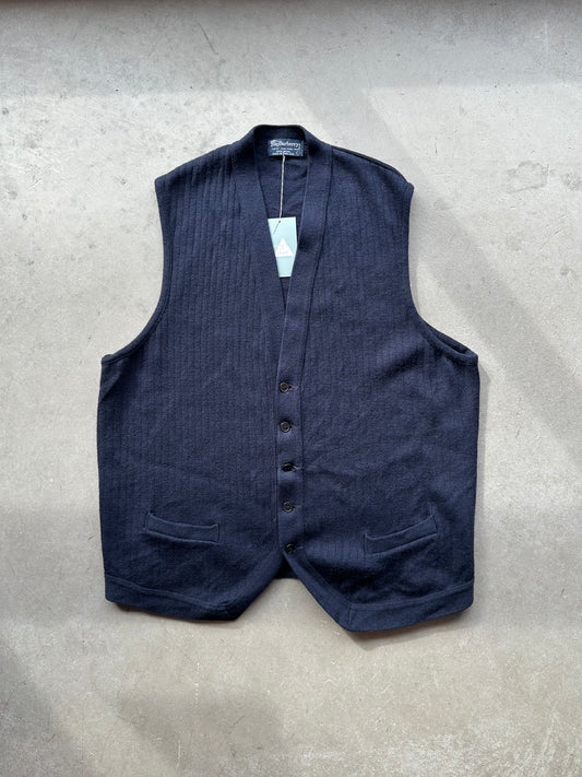 Navy Wool Burberry Vest