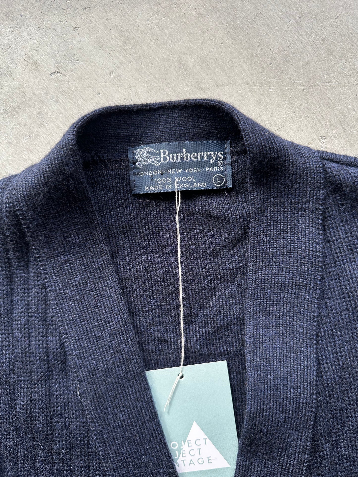 Navy Wool Burberry Vest
